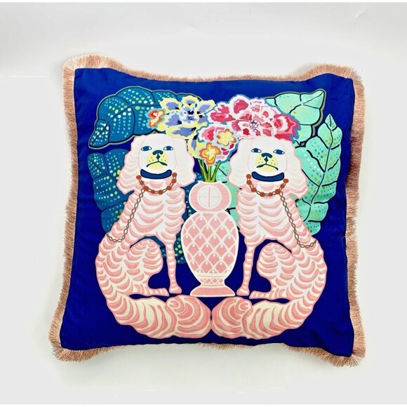 Dog Pillow Staffordshire Style Velvet Touch 18x18 Grand Millennial